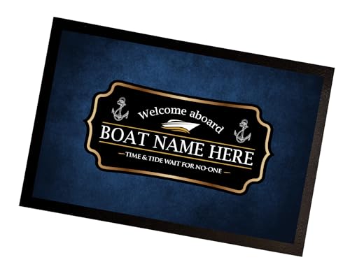 Artylicious BG21 Fußmatte mit Segelboot, personalisierbar, 60 x 40 cm, Blau von Artylicious