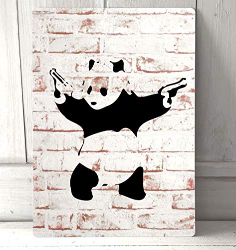 Artylicious Banksy Panda Gangster Retro Schild von Artylicious