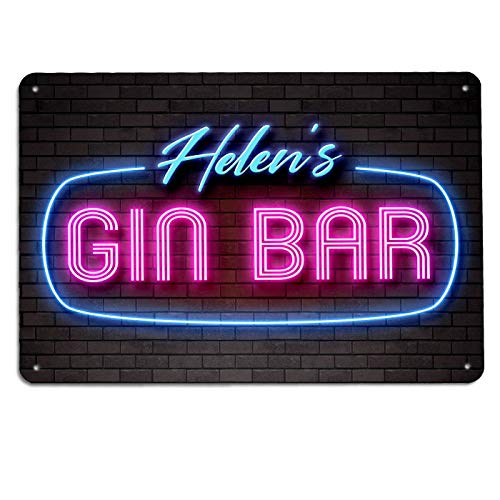 Artylicious Personalisierbares Gin-Bar-Schild, Pink Neon Cocktail A4 Neon Bar Schild von Artylicious