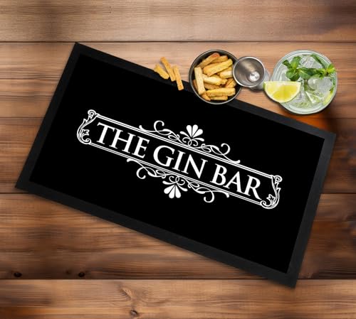 Artylicious The Gin Bar Bar Black and White Label Bar Runner Bar Mat Artylicious The Gin Bar Bar Black and White Label Bar Runner Bar Mat von Artylicious