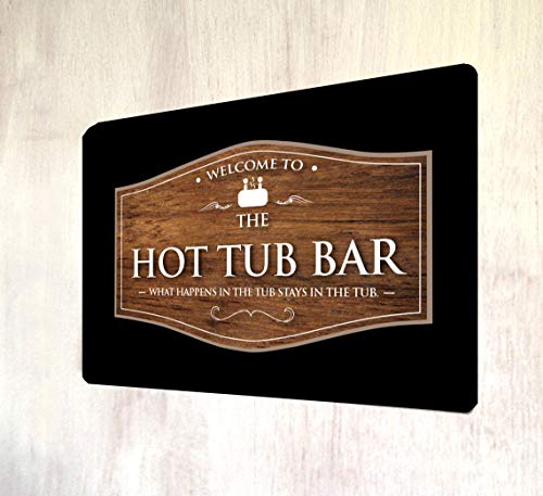 Artylicious The Hot Tub Bar-Schild, Holzoptik, A4, Metallschild von Artylicious