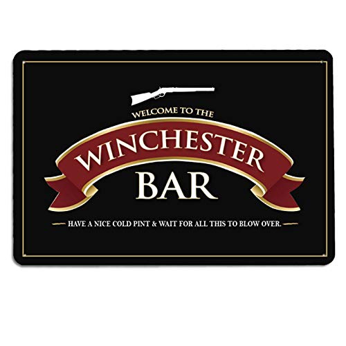 The Winchester Bar – A4-Metall-Schild in Schwarz mit rotem Band von Artylicious