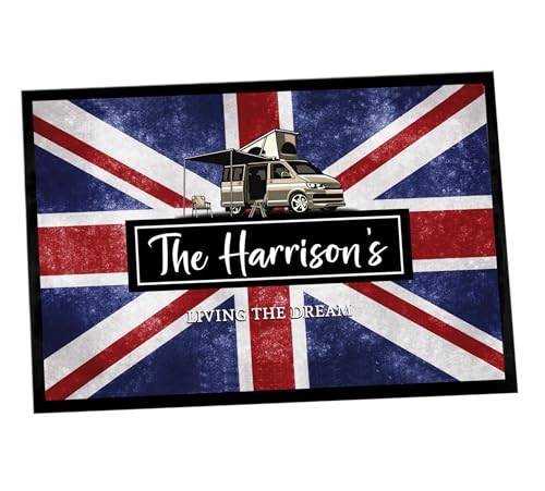 Artylicious UJ01 UJ01 Türmatte, personalisierbar, Motiv: Union Jack Flagge, Campervan – Camping, Etikettenmatte, 60 x 40 cm, UJ01, Wohnmobil-Zubehör von Artylicious