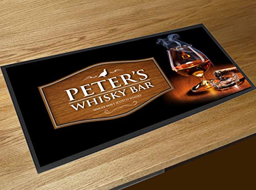 Personalisierbare Whisky-Bar-Läufermatte – mit jedem Namen Whiskyglas-Bar-Matte Läufer Thekenmatte von Artylicious