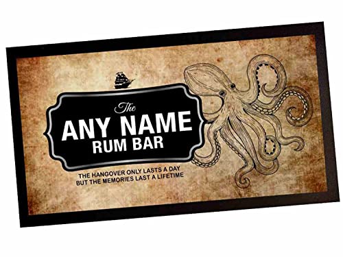 Personalisierte Rum Bar Läufer Matte - Dark spiced Rum Bar Geschenk für Home Bar Zubehör, Geburtstag Party (Beige) von Artylicious