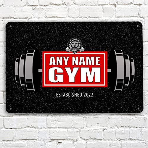 Personalisiertes Home Gym Schild Fitnessraum Löwe Metallschild Motivationszitat (Rot) von Artylicious