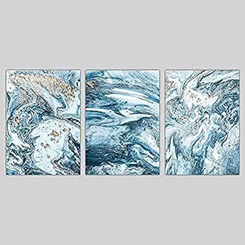 Artze Wall Art Abstrakte Wandbilder, 30 cm Breite x 40 cm Höhe, Blau/Gold Ozean von Artze Wall Art
