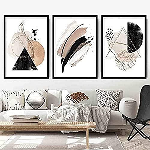 Artze Wall Art Abstrakte Wandkunstdrucke 30 cm Breite 40 cm Höhe beige schwarz gold von Artze Wall Art