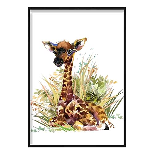 Artze Wall Art Baby Giraffe Aquarell-Poster, 50 cm Breite x 70 cm Höhe von Artze Wall Art