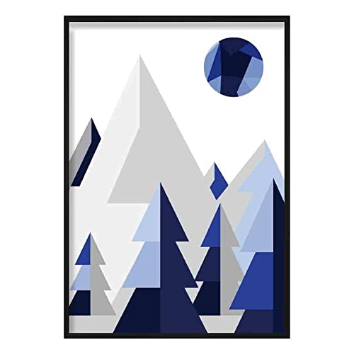 Artze Wall Art Geometric Poly Forest Poster, 30 cm Breite x 40 cm Höhe, Marineblau/Grau von Artze Wall Art