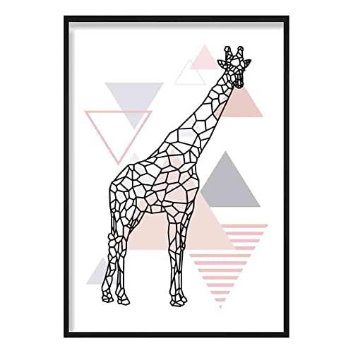 Artze Wall Art Giraffe abstraktes Geometrisches skandinavisches Poster, 30 cm Breite x 40 cm Höhe, Blush Pink von Artze Wall Art