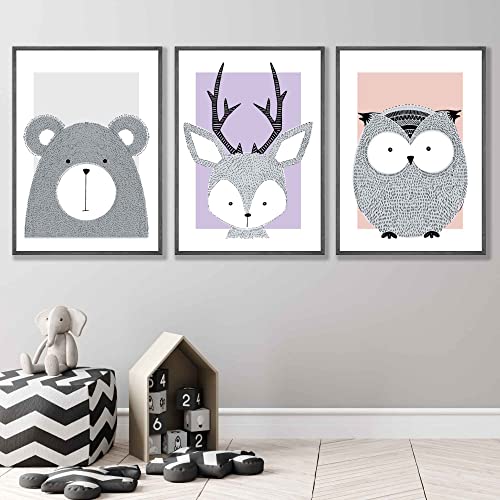 Artze Wall Art Kunstdrucke Kindergarten Waldtiere 3-teilig 30 cm Breite x 40 cm Höhe Rosa Flieder Artze Wall Art Kunstdrucke Kindergarten Waldtiere 3-teilig 30 cm Breite x 40 cm Höhe Rosa Flieder von Artze Wall Art