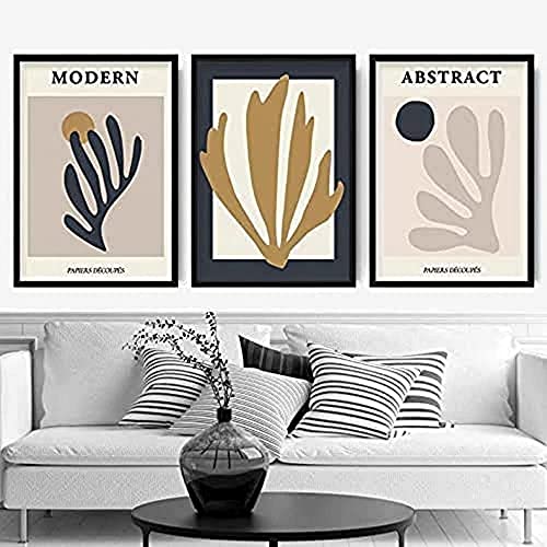 Artze Wall Art Moderner Matisse-Stil, Blumenmuster, 50 cm Breite x 70 cm Höhe, creme/beige von Artze Wall Art