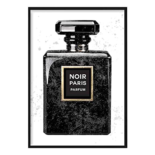 Artze Wall Art Noir Paris Parfümflasche Splashes Poster, 30 cm Breite x 40 cm Höhe, schwarzer Marmor von Artze Wall Art