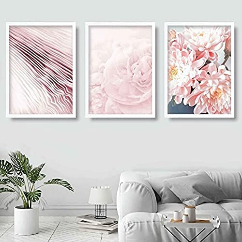 Artze Wall Art Pink Pfingstrosen Wandkunst 3-teiliges Set 30 cm Breite x 40 cm Höhe von Artze Wall Art