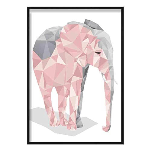 Artze Wall Art Poster Geometric Poly Elefant, 30 cm Breite x 40 cm Höhe, Blush Pink/Grau von Artze Wall Art