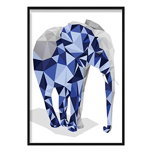 Artze Wall Art Poster Geometric Poly Elefant, 30 cm Breite x 40 cm Höhe, Marineblau/Grau von Artze Wall Art
