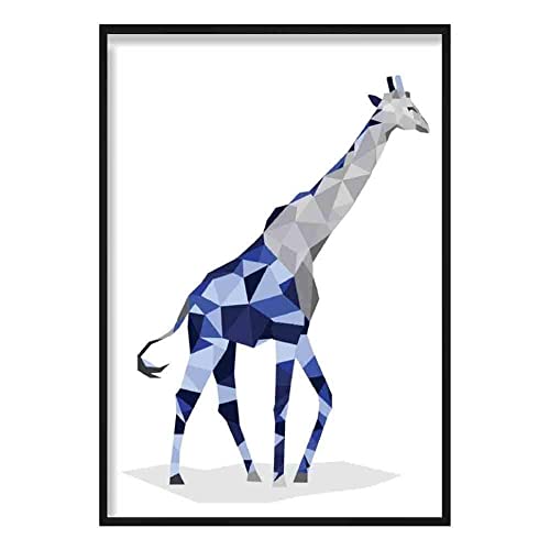 Artze Wall Art Poster Geometric Poly Giraffe 30 cm Breite x 40 cm Höhe, Marineblau / Grau von Artze Wall Art