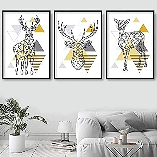 Artze Wall Art Skandinavisches Geometrisches Hirsch Hirsch Reh Reh Modern Kunstdruck 3 teilig 30cm Breite x 40cm Höhe Gelb Grau Artze Wall Art Skandinavisches Geometrisches Hirsch Hirsch Reh Reh Modern Kunstdruck 3 teilig 30cm Breite x 40cm Höhe Gelb Grau von Artze Wall Art