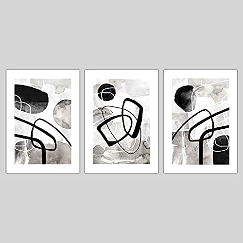 Artze Wall Art Abstrakte Formen Wandkunstdrucke, A3, Schwarz/Grau von Artze Wall Art