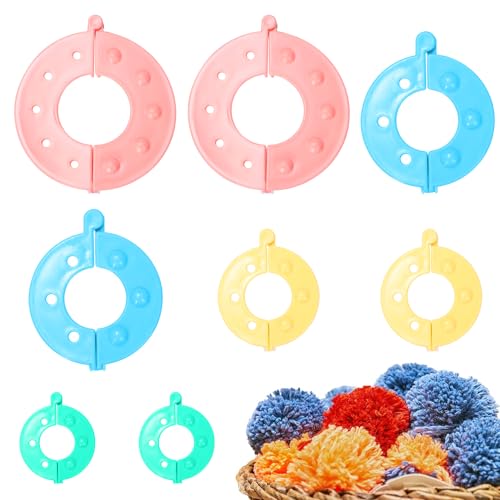 8 Stück Pompon Maker in 4 Verschiedenen Größen Pom Pom Maker Pompom Maker Set Pompon Maker Kit Pompon Strickwerkzeug für DIY Handwerk Dekoration von Aruicheng