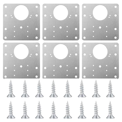 Aruicheng Scharniere Reparaturplatte 6 Stück Scharnier Reparaturset mit 36 Schrauben Edelstahl Reparaturstück für Seitenscharnierplatte für Schrank, Möbel, Schublade, Fenster von Aruicheng