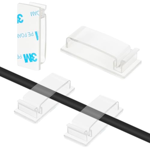 Aruigu 30 Stück Kabelhalter Selbstklebend, Kabelclips Schreibtisch für Kabelklemmen Kabelbefestigung Kabelführung Organizer Haken Draht Halter für Kabelmanagement Lichterkette, Groß 3M Kleber von Aruigu
