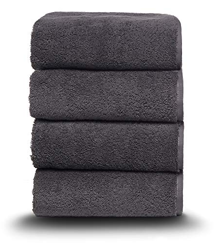 Arus Klassisches Handtuch, 100 % türkische Baumwolle, für Hotel- und Wellness-Hotel- und Wellness-Handtuch, Handtuch, dunkelgrau, 4 Stück von Arus