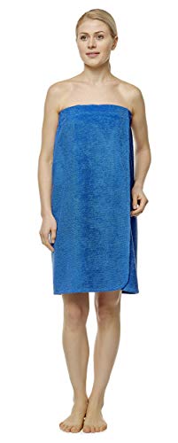 Arus Saunakilt für Damen 100% Bio-Baumwolle-Frottee mit Gummizug und Klettverschluss Größe: L/XL, Farbe: Königsblau von Arus