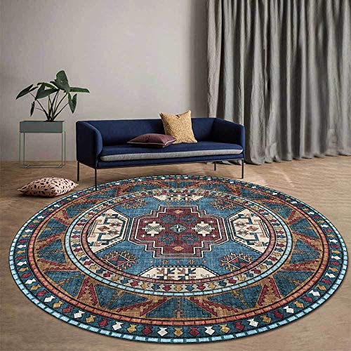 Arvella Rug Teppich Rund Wohnzimmer Waschbar Kurzflor rutschfest,für Schlafzimmer,Küche,Büro und Flur Ethnisches Geometrisches Blau, Ø100cm Arvella Rug Teppich Rund Wohnzimmer Waschbar Kurzflor rutschfest,für Schlafzimmer,Küche,Büro und Flur Ethnisches Geometrisches Blau, Ø100cm von Arvella Rug