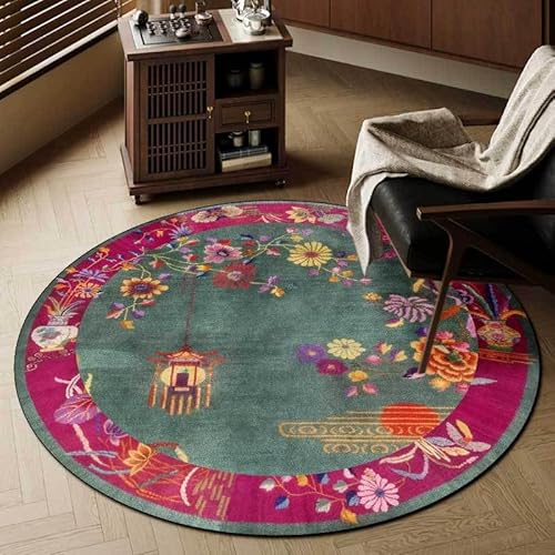 Arvella Rug Teppich Rund Wohnzimmer Waschbar Schlafzimmer,Waschbarer Kurzflor Teppich,für Badezimmer Küche Esszimmer Ethno-Stil Kleine Blumen Grün Rot, Ø190cm Arvella Rug Teppich Rund Wohnzimmer Waschbar Schlafzimmer,Waschbarer Kurzflor Teppich,für Badezimmer Küche Esszimmer Ethno-Stil Kleine Blumen Grün Rot, Ø190cm von Arvella Rug
