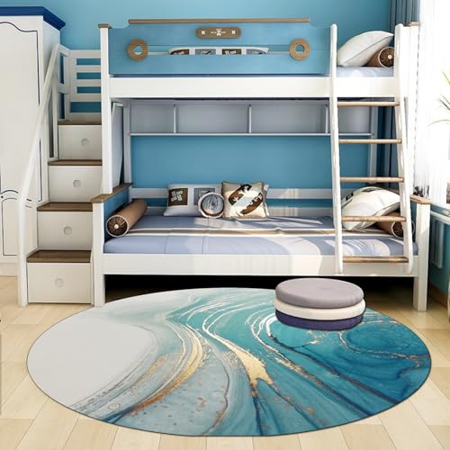 Arvella Rug Teppich Rund Wohnzimmer Waschbar Weich und rutschfest,für Schlafzimmer,Küche,Badezimmer,Büro,Flur und Esszimmer Moderne Abstrakte Tinte Stil Blau, Ø80cm Arvella Rug Teppich Rund Wohnzimmer Waschbar Weich und rutschfest,für Schlafzimmer,Küche,Badezimmer,Büro,Flur und Esszimmer Moderne Abstrakte Tinte Stil Blau, Ø80cm von Arvella Rug