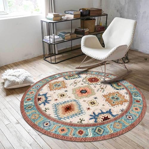Arvella Rug Teppich Rund Wohnzimmer Waschbar Weich und rutschfest,für Schlafzimmer,Küche,Badezimmer,Büro,Flur und Esszimmer Modernes Geometrisches Ethnoblau, Ø80cm Arvella Rug Teppich Rund Wohnzimmer Waschbar Weich und rutschfest,für Schlafzimmer,Küche,Badezimmer,Büro,Flur und Esszimmer Modernes Geometrisches Ethnoblau, Ø80cm von Arvella Rug