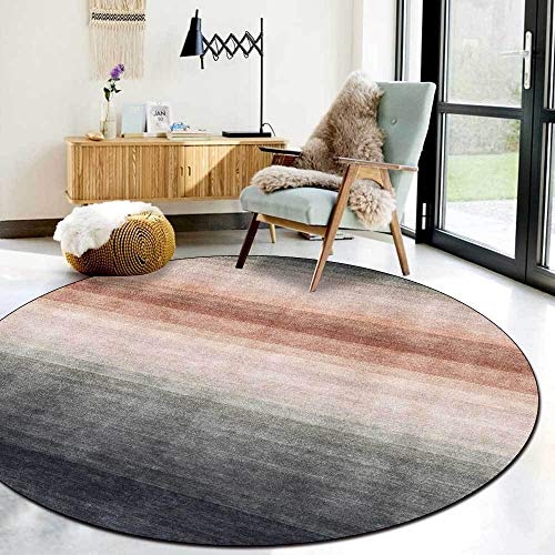 Arvella Rug Teppich Rund Wohnzimmer Waschbar mit Anti Rutsch Unterseite,für Schlafzimmer,Küche,Jugendzimmer und Esszimmer Farbverlaufstintenstil Braungrau, Ø180cm von Arvella Rug