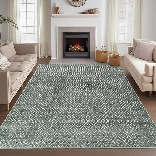 Arvella Rug Teppich Wohnzimmer Große 160 x 280 cm, Kurzflor Schlafzimmer Teppich, Waschbar mit Anti Rutsch für Küche und Esszimmer Moderne Abstrakte Raute Grau Arvella Rug Teppich Wohnzimmer Große 160 x 280 cm, Kurzflor Schlafzimmer Teppich, Waschbar mit Anti Rutsch für Küche und Esszimmer Moderne Abstrakte Raute Grau von Arvella Rug