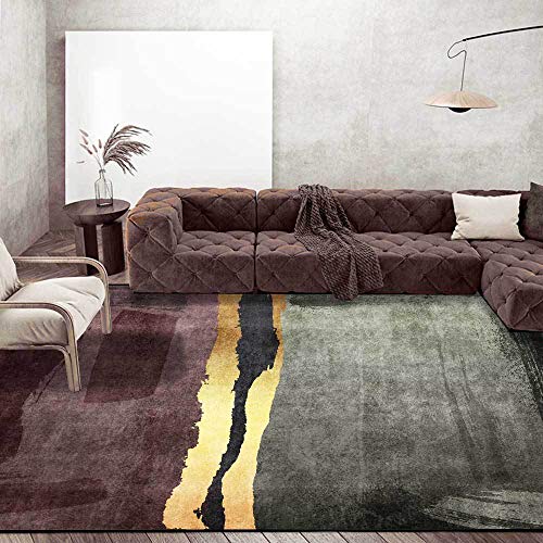 Arvella Rug Teppich Wohnzimmer Waschbar 100 x 160 cm, Maschinenwaschbar und rutschfest, für Schlafzimmer, Bad, Büro und Küche Abstrakter Geometrischer Tintenstil Rot von Arvella Rug