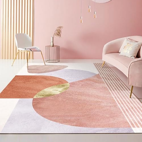 Arvella Rug Teppich Wohnzimmer Waschbar 100 x 160 cm, Maschinenwaschbar und rutschfest, für Schlafzimmer, Bad, Büro und Küche Modernes Geometrisches Rosa Patchwork Arvella Rug Teppich Wohnzimmer Waschbar 100 x 160 cm, Maschinenwaschbar und rutschfest, für Schlafzimmer, Bad, Büro und Küche Modernes Geometrisches Rosa Patchwork von Arvella Rug
