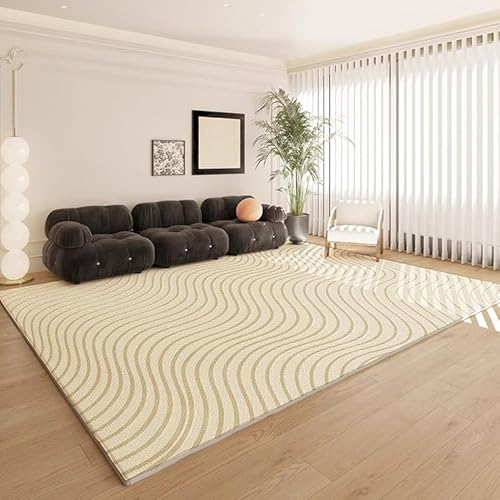Arvella Rug Teppich Wohnzimmer Waschbar 160 x 200 cm, Waschbarer Kurzflor Teppich für Wohnzimmer, Küche und gemütliches Esszimmer Moderne Abstrakte Linien Beige Arvella Rug Teppich Wohnzimmer Waschbar 160 x 200 cm, Waschbarer Kurzflor Teppich für Wohnzimmer, Küche und gemütliches Esszimmer Moderne Abstrakte Linien Beige von Arvella Rug