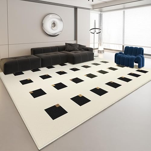 Arvella Rug Teppich Wohnzimmer Waschbar 160 x 200 cm, Waschbarer Kurzflor Teppich für Wohnzimmer, Küche und gemütliches Esszimmer Modernes Geometrisches Beige-Schwarz Arvella Rug Teppich Wohnzimmer Waschbar 160 x 200 cm, Waschbarer Kurzflor Teppich für Wohnzimmer, Küche und gemütliches Esszimmer Modernes Geometrisches Beige-Schwarz von Arvella Rug