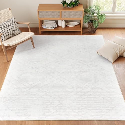 Arvella Rug Teppich Wohnzimmer Waschbar 80 x 120 cm, rutschfest und Weich, ideal für Schlafzimmer, Küche, Bad, Büro, Flur, Esszimmer Moderne Geometrische Raute Weiß Arvella Rug Teppich Wohnzimmer Waschbar 80 x 120 cm, rutschfest und Weich, ideal für Schlafzimmer, Küche, Bad, Büro, Flur, Esszimmer Moderne Geometrische Raute Weiß von Arvella Rug