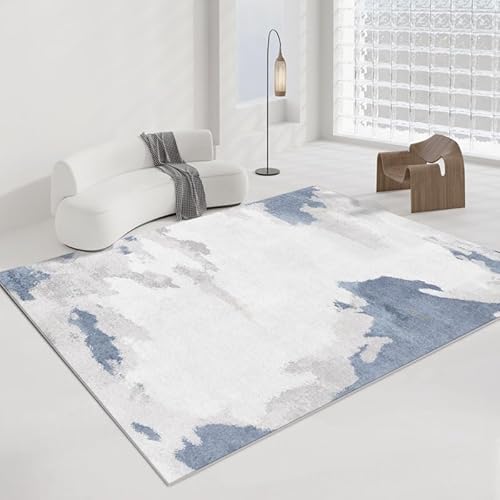 Arvella Rug Teppich Wohnzimmer Waschbar 90 x 150 cm, Kurzflor rutschfest, ideal für Schlafzimmer, Küche, Flur und Home-Office Moderne Abstrakte Tinte Stil Blau Arvella Rug Teppich Wohnzimmer Waschbar 90 x 150 cm, Kurzflor rutschfest, ideal für Schlafzimmer, Küche, Flur und Home-Office Moderne Abstrakte Tinte Stil Blau von Arvella Rug