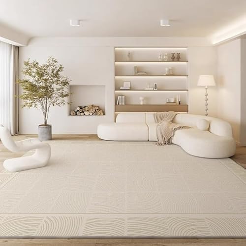 Teppich Wohnzimmer Waschbar 80 x 160 cm, Anti-Rutsch und Weich, Schlafzimmer Bettvorleger für Küche, Esszimmer, Arbeitszimmer Moderne Abstrakte Linien Beige von Arvella Rug