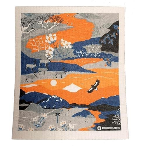 Arvidssons Textil Fjällvandring Orange-Grau Spüllappen 17x20 cm von Arvidssons Textil