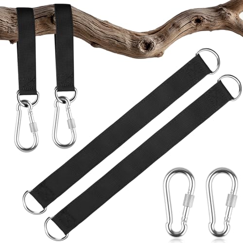 Arvoni 2 Stück Hängematte Befestigung, Schaukel und Hängematte Befestigungssatz, 50cm x 3.2cm Hängemattengurte mit Karabinern D-Ringen, Doppellagiges Reißfestes Nylon, für Schaukel Hängematten von Arvoni