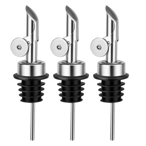 Arvoni Ausgießer für Ölflaschen, 3 Stück Olivenöl Ausgießer, Flaschenausgießer mit Klappe aus Edelstahl, Ausgießer Spirituosen, Dosierer für Flaschen, für Öl, Spirituosen, Essig von Arvoni