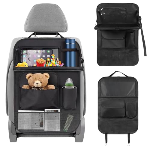 Arvoni Autositz Organizer, Auto Organizer Kinder, Rückenlehnenschutz Auto mit Klapptisch, Oxford Rücksitz Organizer Multifunktional Wasserdicht, Rücksitzschutz mit Tablet Telefon Aufbewahrung von Arvoni