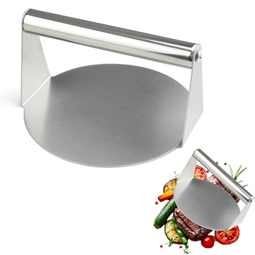 Arvoni Burgerpresse Edelstahl, Burger Smasher 14cm, Patty Presse Burger Presse Runden, Leicht zu Reinigen Rostschutz, für Flat Top Grill, Hamburgerpresse und Squeeze Grease von Arvoni