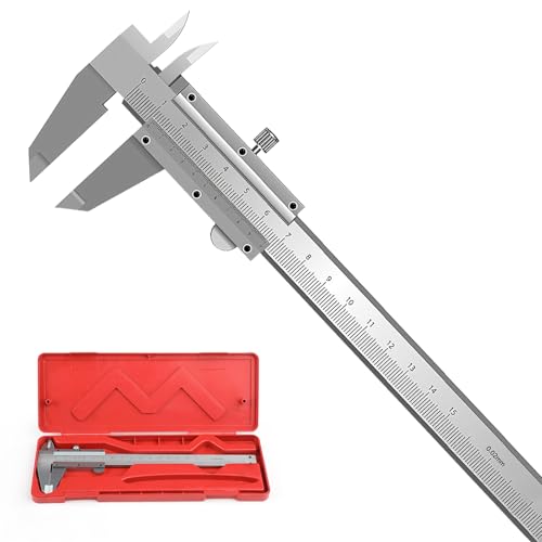 Arvoni Messschieber 150mm, Edelstahl Schieblehre Analog, 0.02 mm Genauigkeit Messschieber mit Feststellschraube, Präzisions-Messgerät Mit Lagerboxen ideal für Zuhause und Industrie von Arvoni