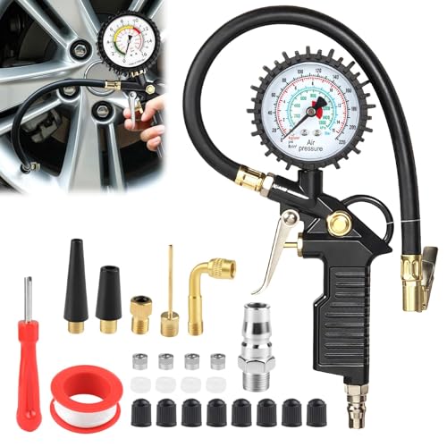 Arvoni Reifenfüller Reifendruckprüfer, Luftdruckprüfer mit Ventil Kern Werkzeug und Kompressor Zubehör, 220PSI Multifunktional Reifenfüller Geeicht für Auto, Fahrrad, Lkw, Motorrad Arvoni Reifenfüller Reifendruckprüfer, Luftdruckprüfer mit Ventil Kern Werkzeug und Kompressor Zubehör, 220PSI Multifunktional Reifenfüller Geeicht für Auto, Fahrrad, Lkw, Motorrad von Arvoni