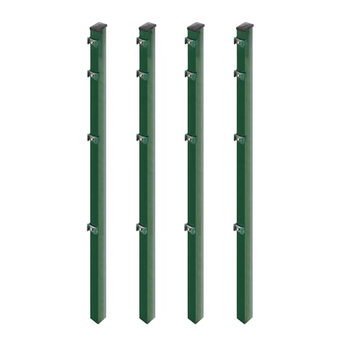 4x Pfosten zum Einbetonieren für Mattenhöhe 120/123 cm | 6x4x180 cm | Grün RAL 6005 von Arvotec
